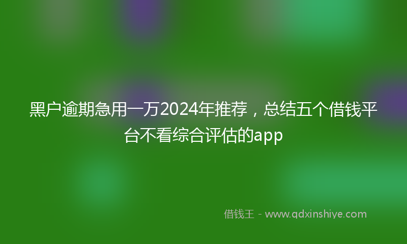 黑户逾期急用一万2024年推荐，总结五个借钱平台不看综合评估的app