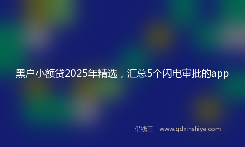黑户小额贷2025年精选，汇总5个闪电审批的app