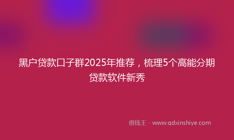 黑户贷款口子群2025年推荐，梳理5个高能分期贷款软件新秀