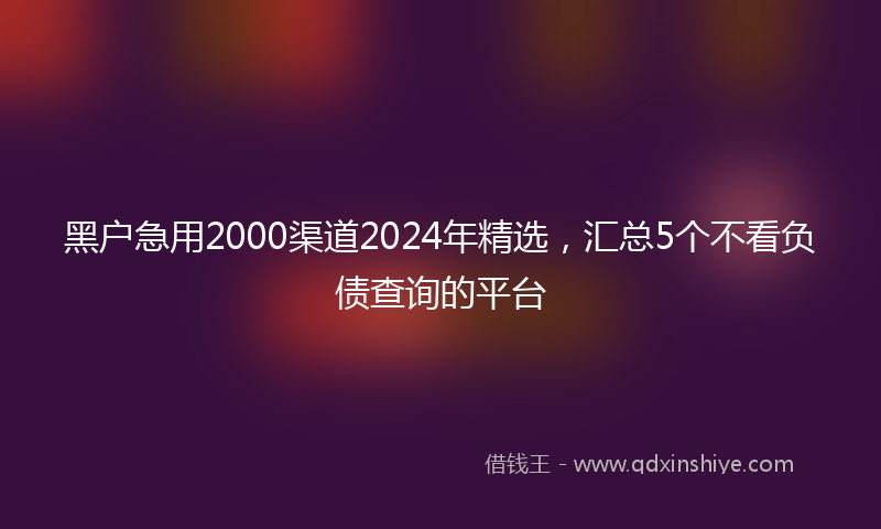 黑户急用2000渠道2024年精选，汇总5个不看负债查询的平台