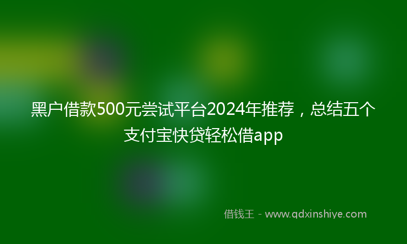 黑户借款500元尝试平台2024年推荐，总结五个支付宝快贷轻松借app