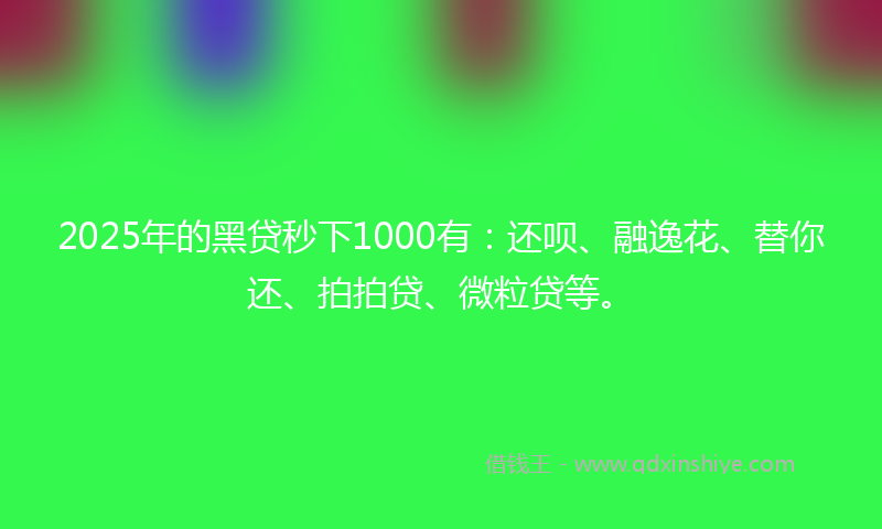 2025年的黑贷秒下1000有：还呗、融逸花、替你还、拍拍贷、微粒贷等。