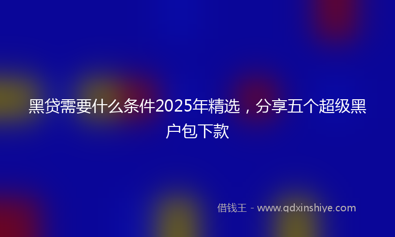黑贷需要什么条件2025年精选，分享五个超级黑户包下款