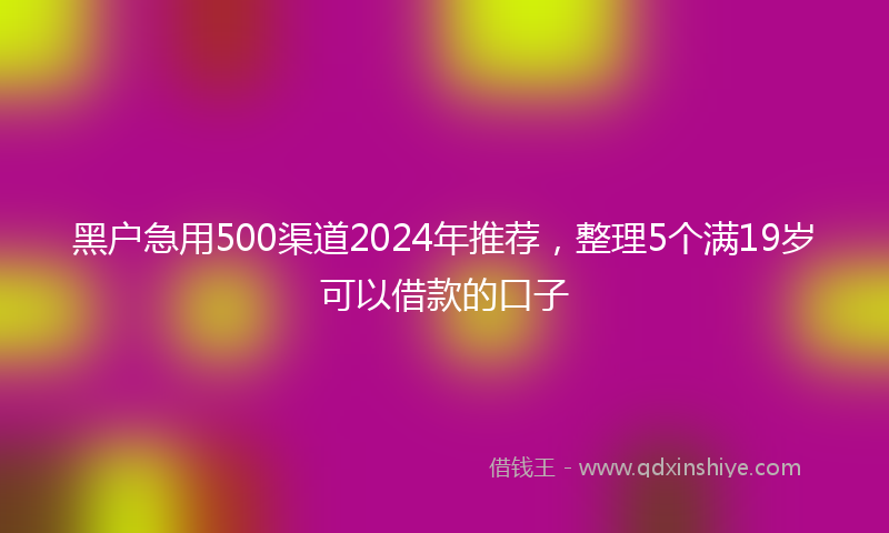 黑户急用500渠道2024年推荐,整理5个满19岁可以借款的口子