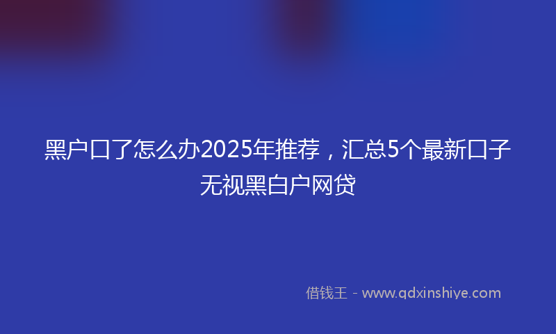 黑户口了怎么办2025年推荐，汇总5个最新口子无视黑白户网贷