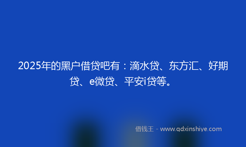 2025年的黑户借贷吧有：滴水贷、东方汇、好期贷、e微贷、平安i贷等。