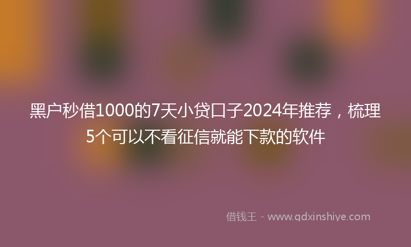 黑户秒借1000的7天小贷口子2024年推荐，梳理5个可以不看征信就能下款的软件