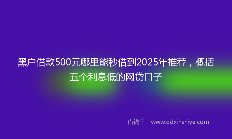 黑户借款500元哪里能秒借到2025年推荐，概括五个利息低的网贷口子