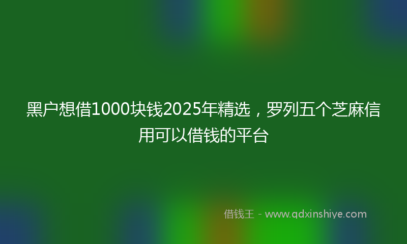 黑户想借1000块钱2025年精选，罗列五个芝麻信用可以借钱的平台
