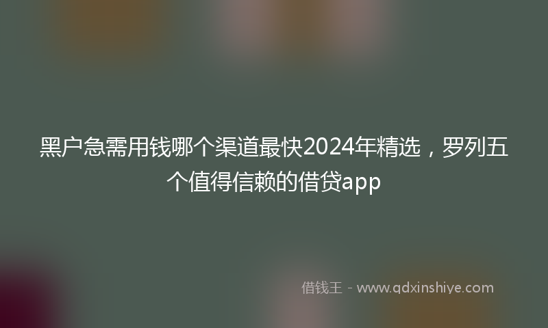 黑户急需用钱哪个渠道最快2024年精选，罗列五个值得信赖的借贷app