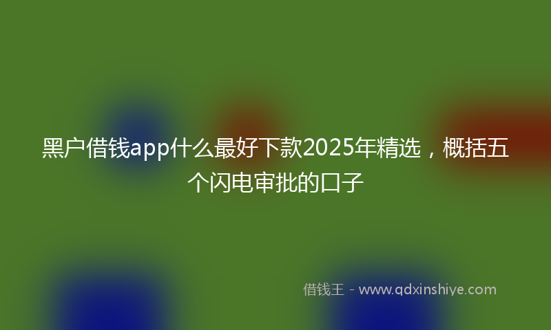 黑户借钱app什么最好下款2025年精选，概括五个闪电审批的口子