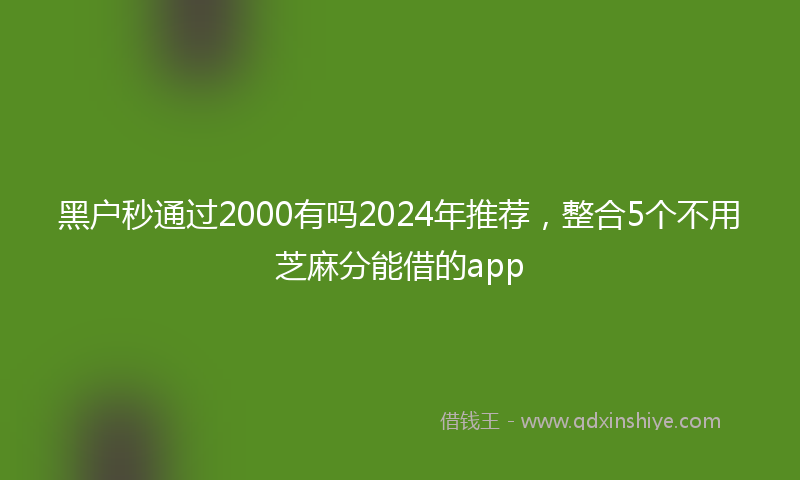 黑户秒通过2000有吗2024年推荐，整合5个不用芝麻分能借的app