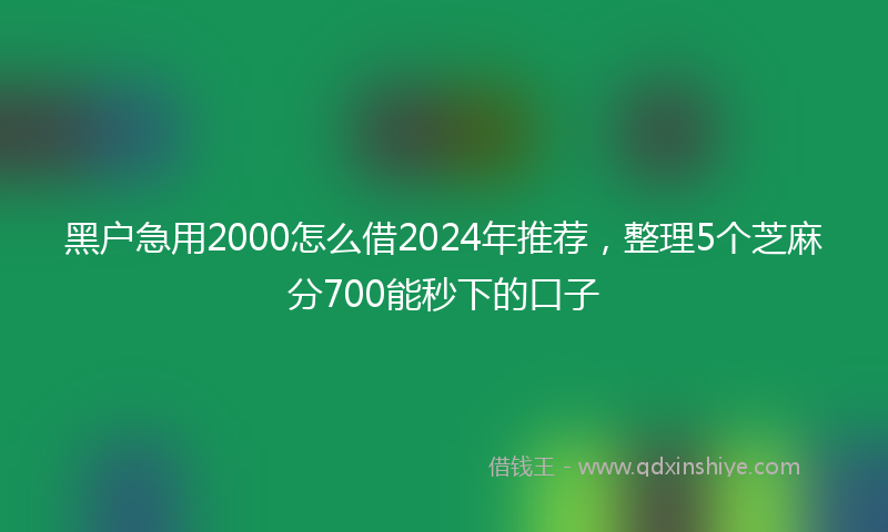 黑户急用2000怎么借2024年推荐，整理5个芝麻分700能秒下的口子
