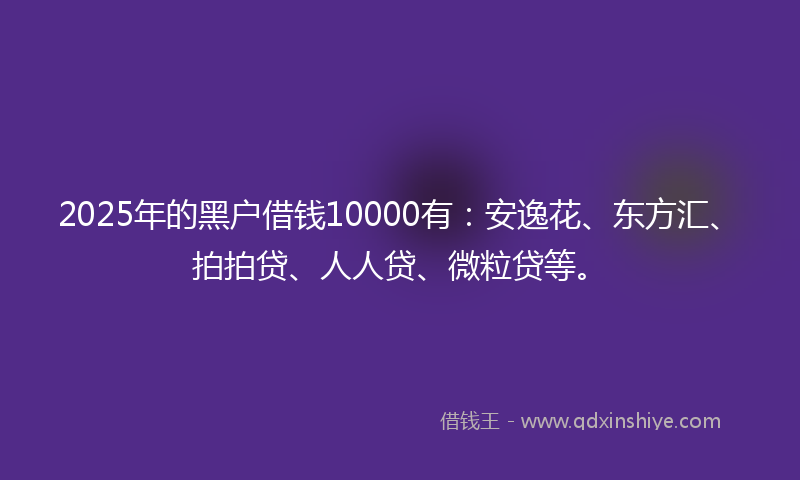 2025年的黑户借钱10000有：安逸花、东方汇、拍拍贷、人人贷、微粒贷等。