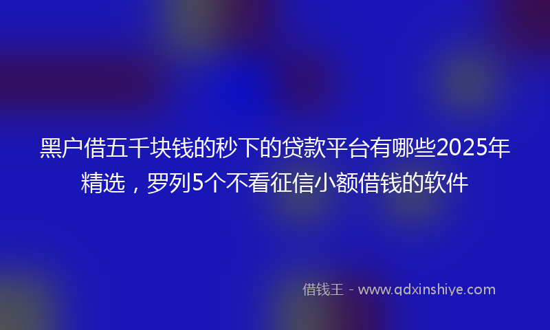 黑户借五千块钱的秒下的贷款平台有哪些2025年精选，罗列5个不看征信小额借钱的软件
