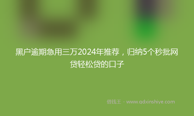 黑户逾期急用三万2024年推荐，归纳5个秒批网贷轻松贷的口子
