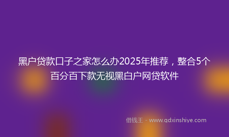 黑户贷款口子之家怎么办2025年推荐，整合5个百分百下款无视黑白户网贷软件