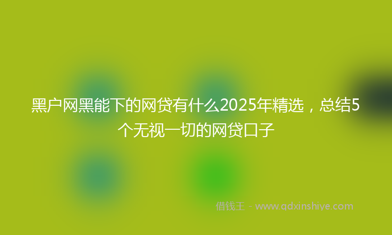 黑户网黑能下的网贷有什么2025年精选，总结5个无视一切的网贷口子