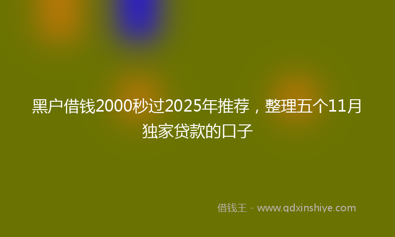黑户借钱2000秒过2025年推荐，整理五个11月独家贷款的口子