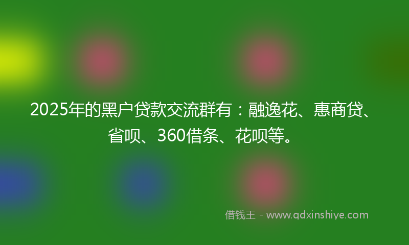2025年的黑户贷款交流群有：融逸花、惠商贷、省呗、360借条、花呗等。