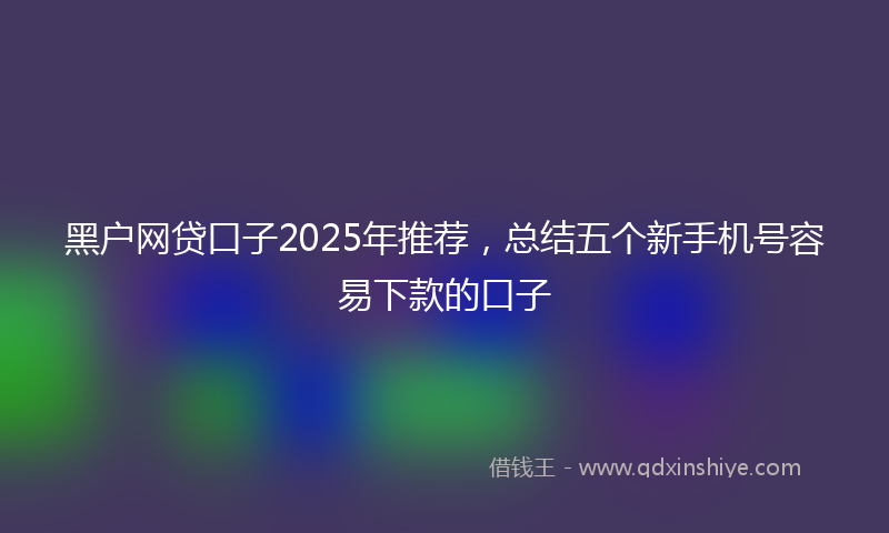 黑户网贷口子2025年推荐，总结五个新手机号容易下款的口子