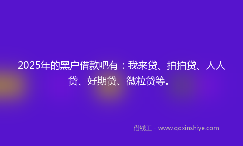 2025年的黑户借款吧有：我来贷、拍拍贷、人人贷、好期贷、微粒贷等。