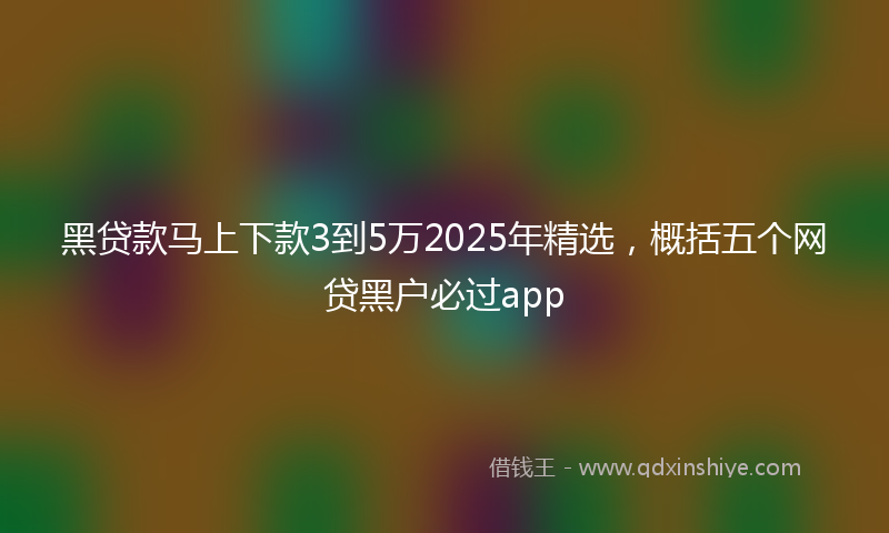 黑贷款马上下款3到5万2025年精选，概括五个网贷黑户必过app