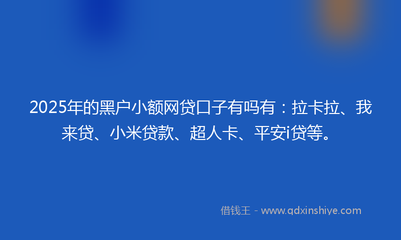 2025年的黑户小额网贷口子有吗有：拉卡拉、我来贷、小米贷款、超人卡、平安i贷等。
