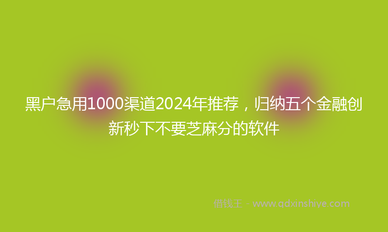 黑户急用1000渠道2024年推荐，归纳五个金融创新秒下不要芝麻分的软件