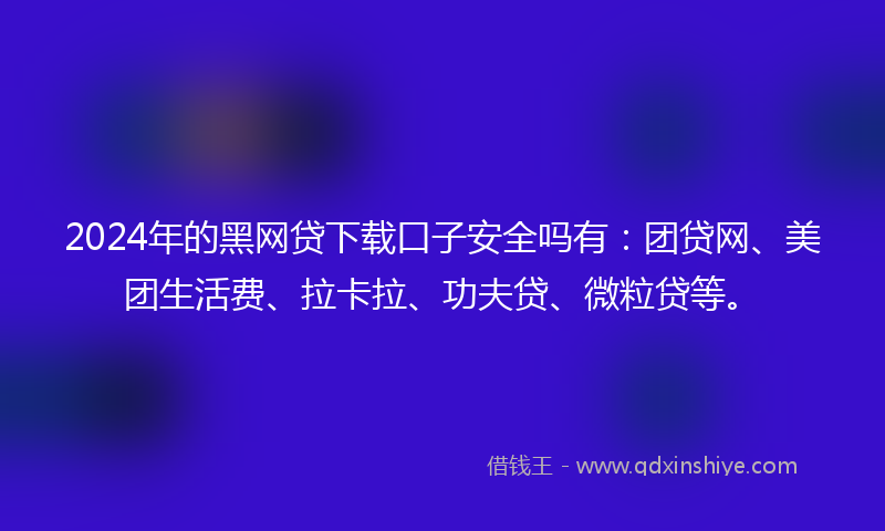 2024年的黑网贷下载口子安全吗有：团贷网、美团生活费、拉卡拉、功夫贷、微粒贷等。