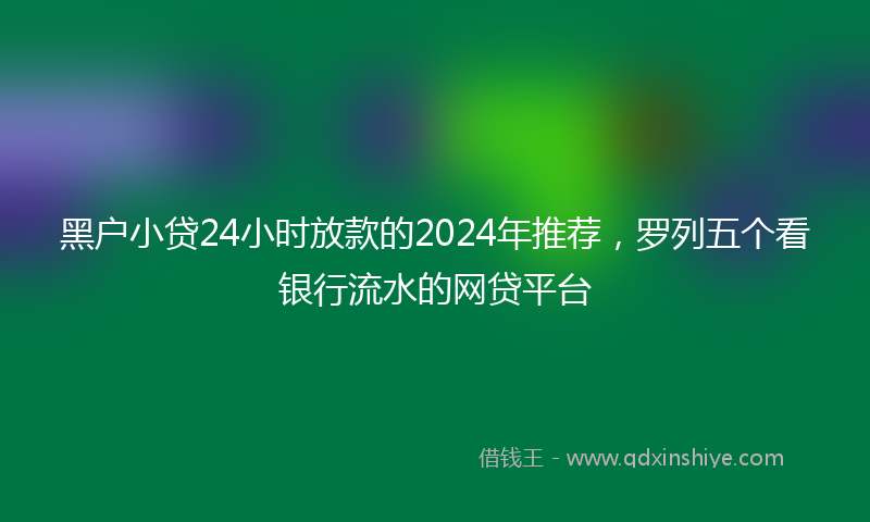 黑户小贷24小时放款的2024年推荐，罗列五个看银行流水的网贷平台