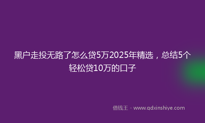 黑户走投无路了怎么贷5万2025年精选，总结5个轻松贷10万的口子