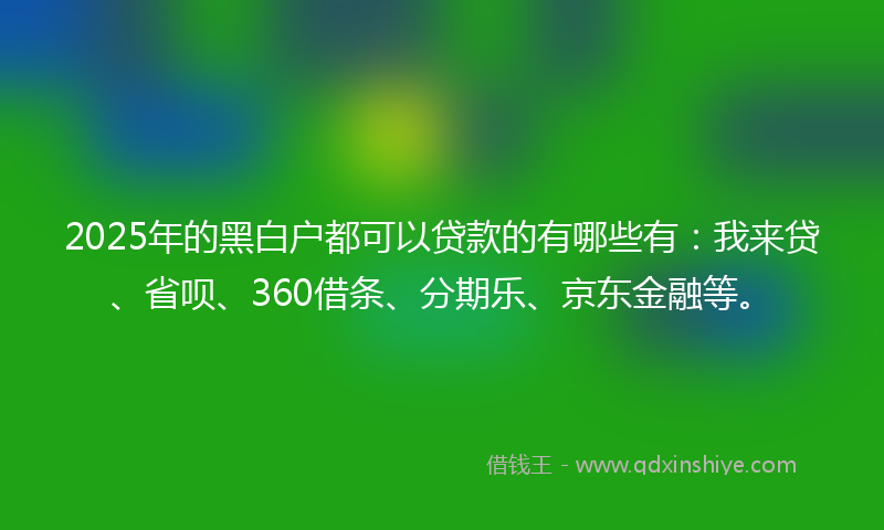 2025年的黑白户都可以贷款的有哪些有：我来贷、省呗、360借条、分期乐、京东金融等。