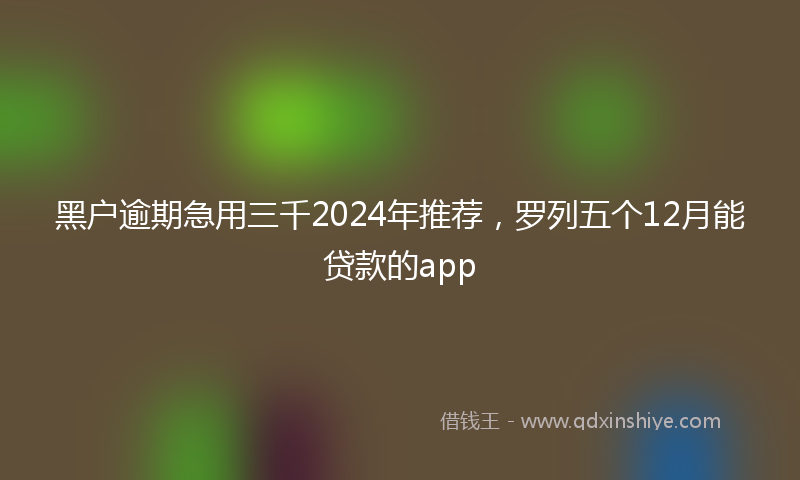 黑户逾期急用三千2024年推荐，罗列五个12月能贷款的app