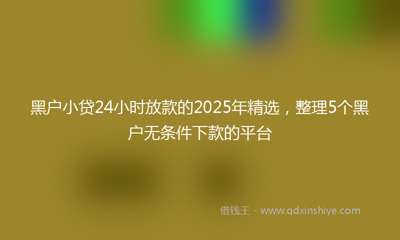 黑户小贷24小时放款的2025年精选，整理5个黑户无条件下款的平台