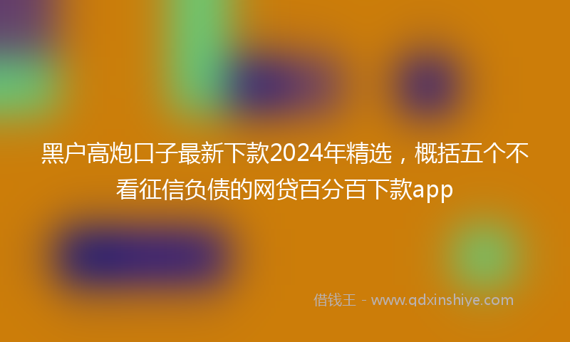 黑户高炮口子最新下款2024年精选，概括五个不看征信负债的网贷百分百下款app
