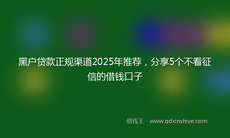 黑户贷款正规渠道2025年推荐，分享5个不看征信的借钱口子