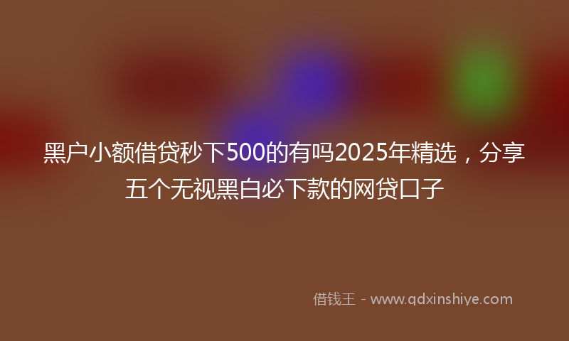 黑户小额借贷秒下500的有吗2025年精选，分享五个无视黑白必下款的网贷口子