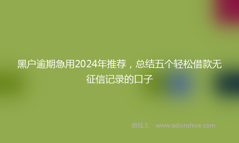 黑户逾期急用2024年推荐，总结五个轻松借款无征信记录的口子