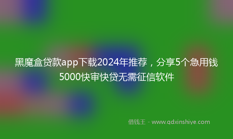 黑魔盒贷款app下载2024年推荐，分享5个急用钱5000快审快贷无需征信软件