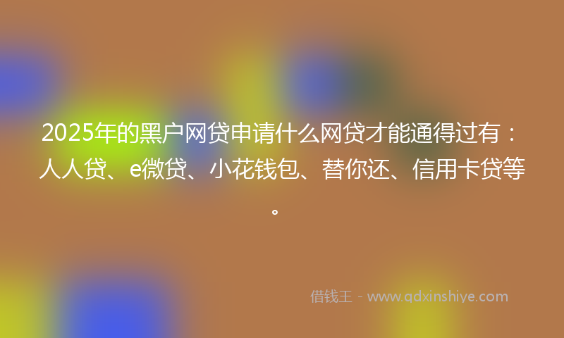 2025年的黑户网贷申请什么网贷才能通得过有：人人贷、e微贷、小花钱包、替你还、信用卡贷等。
