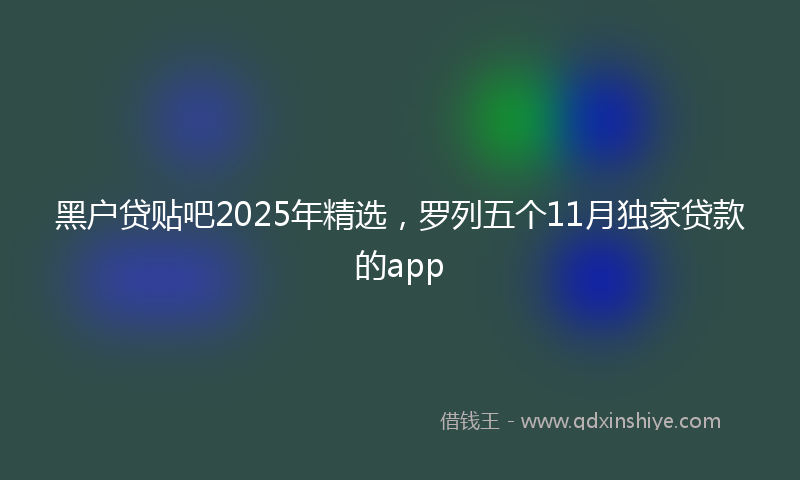 黑户贷贴吧2025年精选，罗列五个11月独家贷款的app