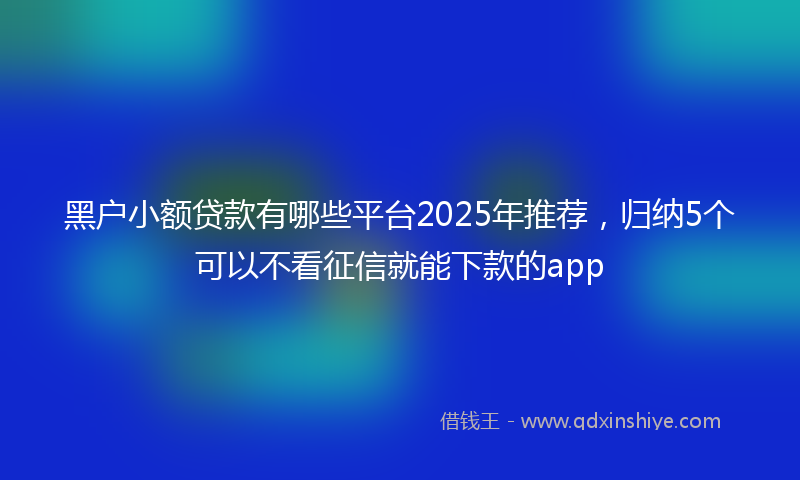 黑户小额贷款有哪些平台2025年推荐，归纳5个可以不看征信就能下款的app