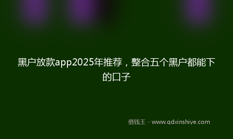 黑户放款app2025年推荐，整合五个黑户都能下的口子