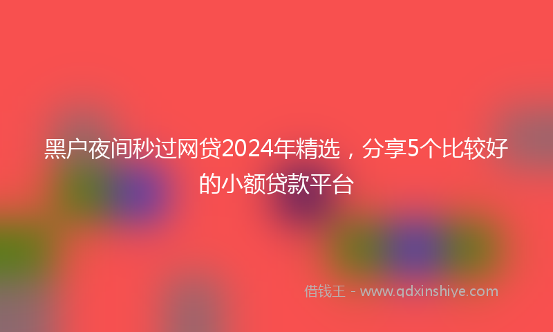 黑户夜间秒过网贷2024年精选，分享5个比较好的小额贷款平台