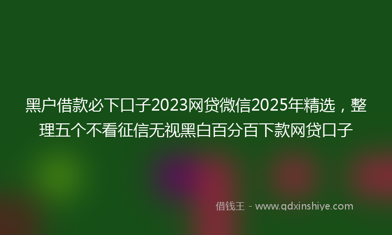 黑户借款必下口子2023网贷微信2025年精选，整理五个不看征信无视黑白百分百下款网贷口子