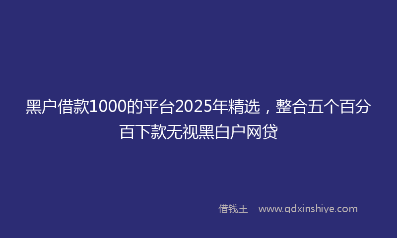 黑户借款1000的平台2025年精选，整合五个百分百下款无视黑白户网贷
