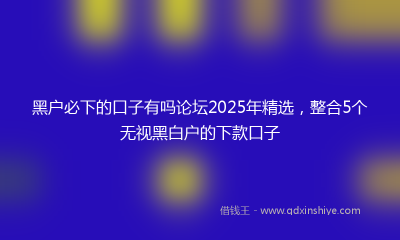 黑户必下的口子有吗论坛2025年精选，整合5个无视黑白户的下款口子