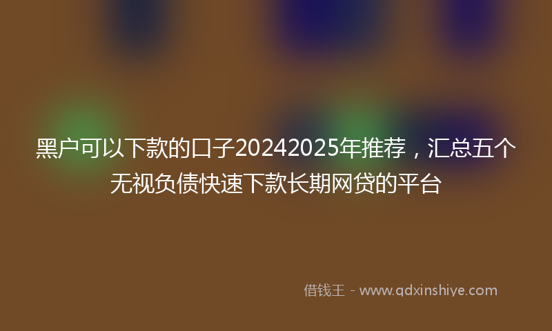 黑户可以下款的口子20242025年推荐，汇总五个无视负债快速下款长期网贷的平台