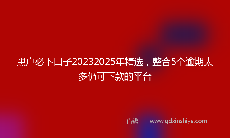黑户必下口子20232025年精选，整合5个逾期太多仍可下款的平台
